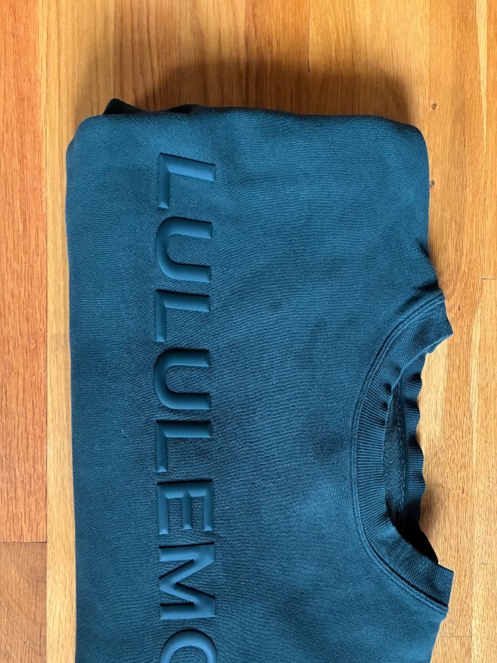 lululemon Perfectly Oversized Crew Logo Teal Sweatshirt Raised Wordmark - Picture 2 of 8